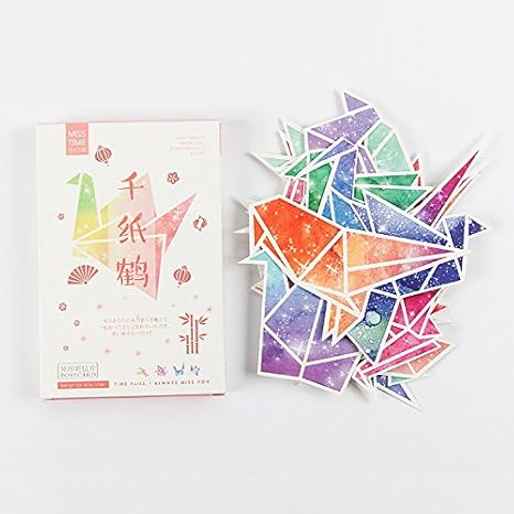 Amazon ダイカット ポストカード 型抜き 30枚 セット 折り鶴