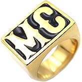 OAKKY Men's European Style Titanium Steel Domineering MC Rings