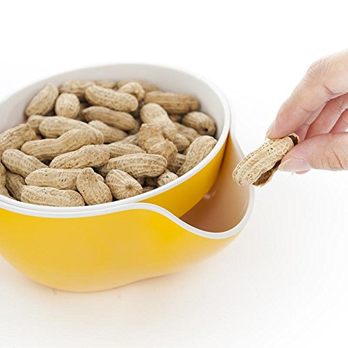 Kody Double Dish for Pistachios, Peanuts, Edamame, Cherries, Nuts, Fruits, Candies, Snacks Plastic Serving Dishes and Bowls (Orange)