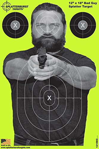 Splatterburst Targets - 12 x18 inch - Bad Guy Reactive Shooting Target - Shots Burst Bright Fluorescent Yellow Upon Impact - Gun - Rifle - Pistol - Airsoft - BB Gun - Air Rifle (25 Pack)