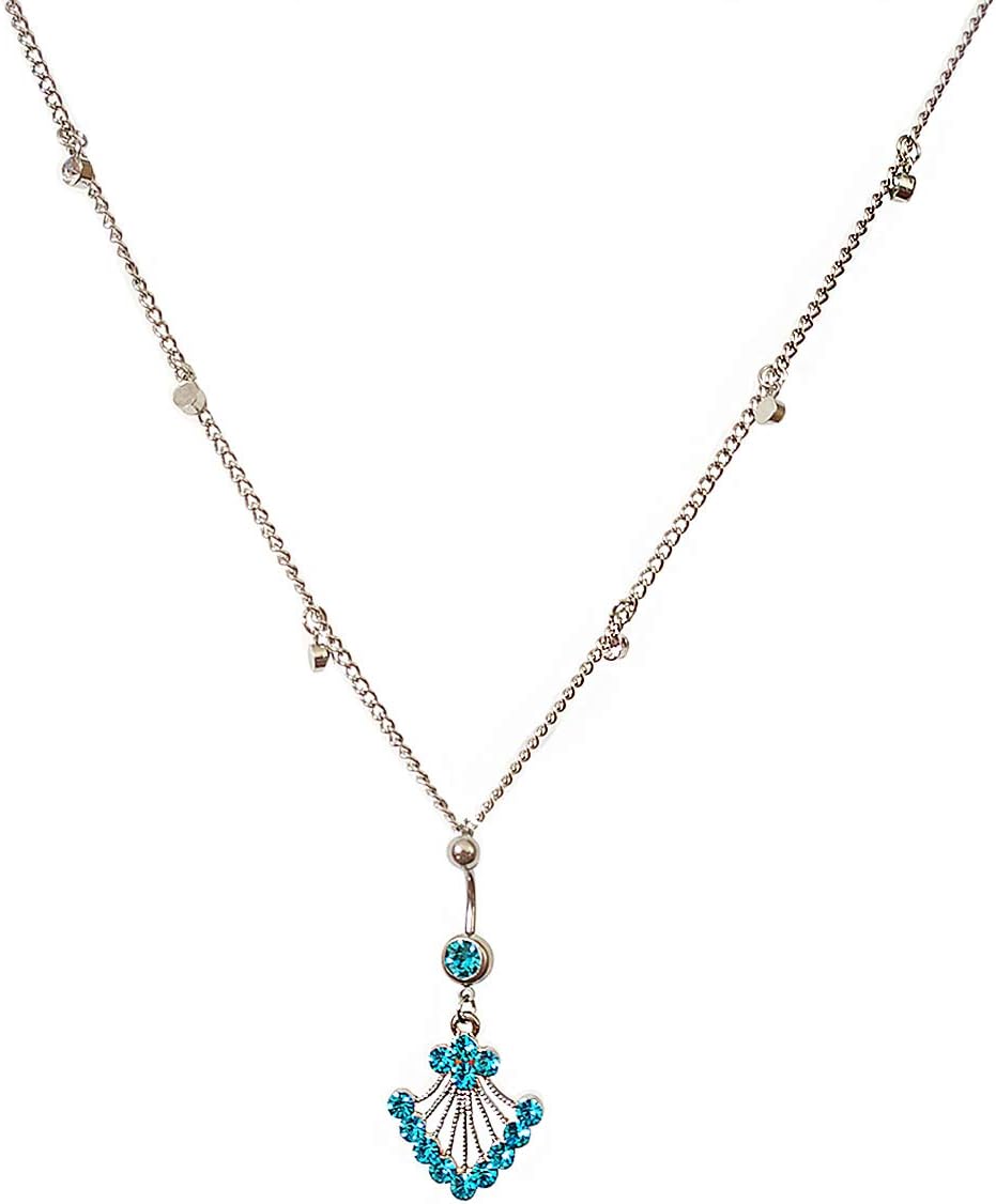EyraevorWomen Sexy Rhinestone Piercing Bar Body Jewelry Boho Waist Chain Belt Belly Button Ring