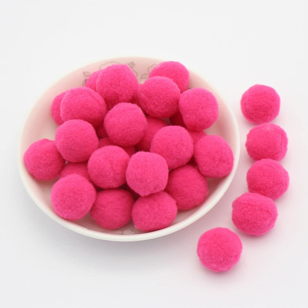 20 mm, approx. 50 pieces, colourful mini pompoms for crafts, felt balls, colourful pom pom balls, small pompoms, fluffy plush balls for decorating, sewing, DIY, creative crafts, light pink red