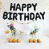 TONIFUL 16 Inch Happy Birthday Foil Letter Balloon Banner Black 15 Pcs view 5