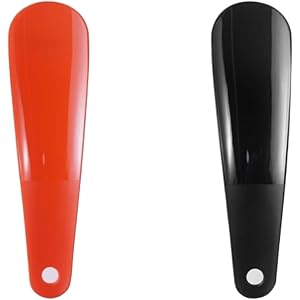 Folkzzm Plastic Shoe Horn 2 Pack Long Handle Smooth Surface Boot Puller Helper Tool for Seniors Adults Kids Travel Portable D