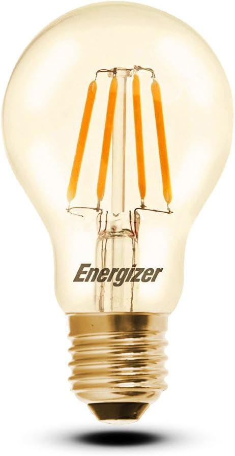 Energizer GLS Globe LED Filament Bulb - Antique Gold Finish, E27 ES Edison Screw, Energy Saving Lighting