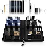 Castle Art Supplies Graphite Drawing Pencils and Sketch Set (40-Piece Kit), Complete Artist Kit Includes Charcoals, Pastels and Zippered Carry Case, Includes Rare Pop-Up Stand