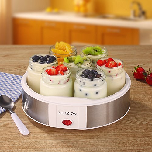 Купить Flexzion Maker Machine with 7 Yogurt Containers Glass Jars