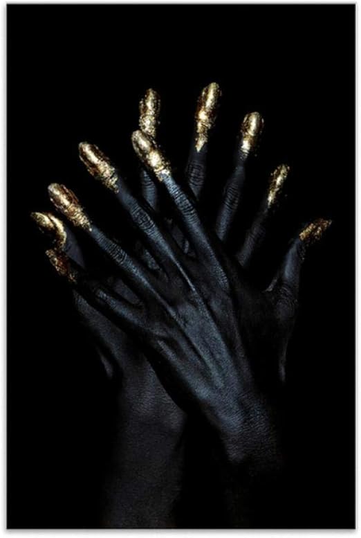 YQQICC Pintura de lienzo de manos negras en la pared carteles e