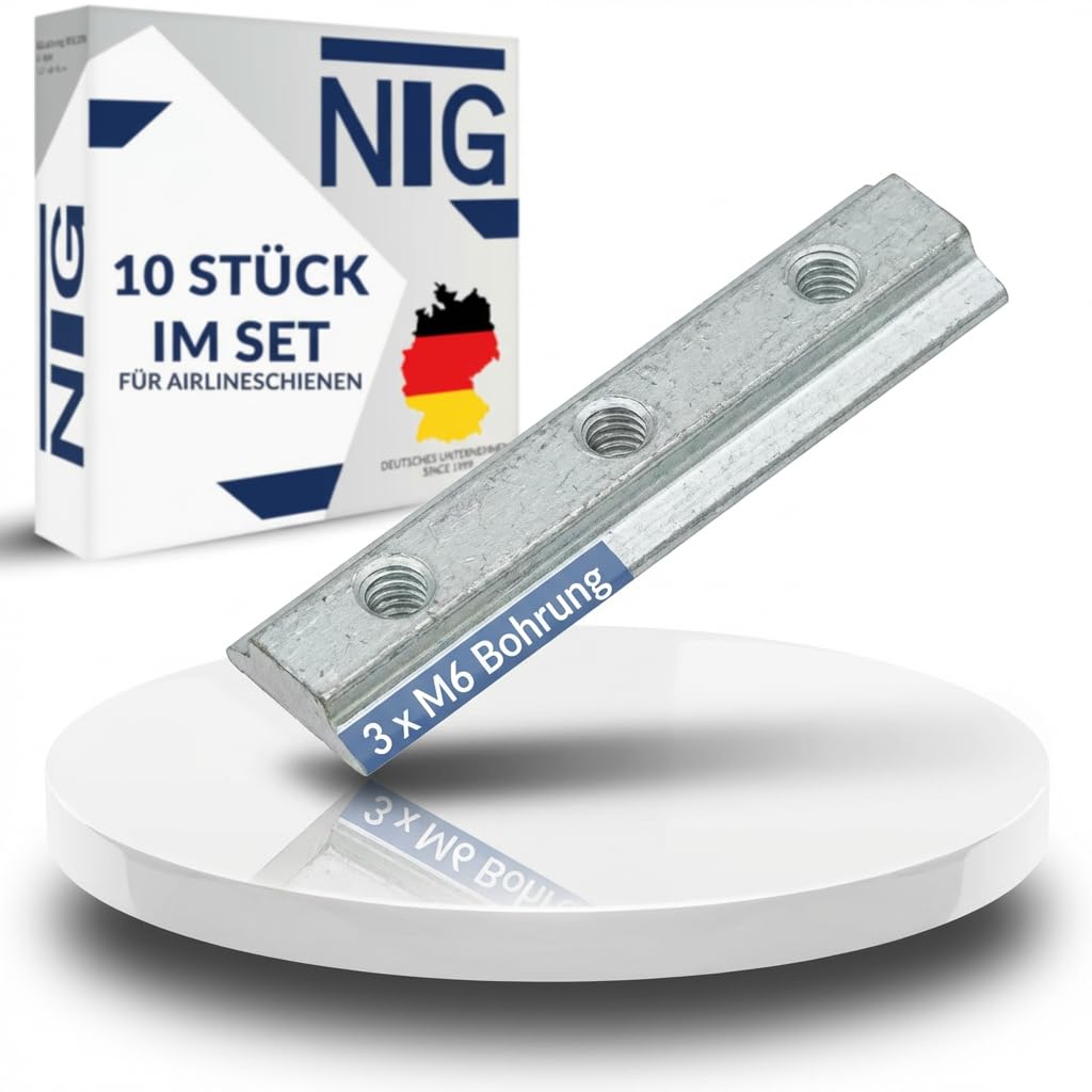 NTG 10 x Slot Nut for Airline Rails Galvanised Steel M6 Load Securing Fitting 3 x M6