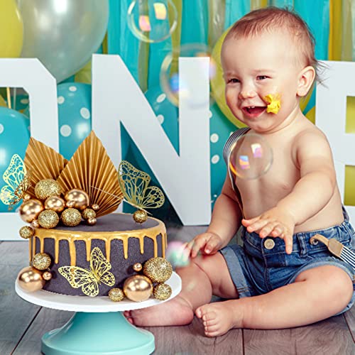 Set of 27 Balloon Ball Cake Decorations Glitter Gold Flower Palm Spring Summer Birthday Wedding Cake Art DIY Valued