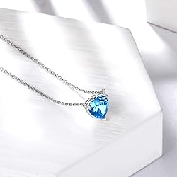 March Birthstone Necklace Tiny Hearts Love Pendant