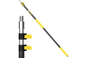 OPOW 5-12FT Telescopic Extension Pole, 18 FT Reach Multi-Purpose Telescoping Pole with Universal Twist-on Metal Tip, Lightweight and Sturdy Extendable Pole for High House Cleaning, Dusting, and Painting