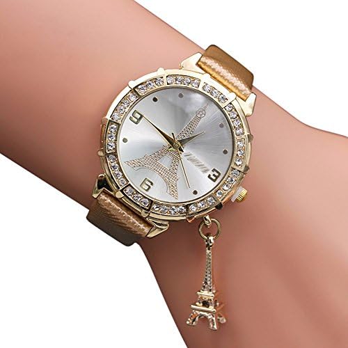 Women Quartz Watches,Fudule Rhinestone Wristwatch Analog Watches for Women with Leather Band Fashion Ladies Dress Watch Clearance
