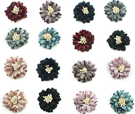 Soft Mini Daisy Flowers~1.5 Inch Small Flowers Great for Craft Projects baby hair clips hair flowers (without clips-16 pieces)