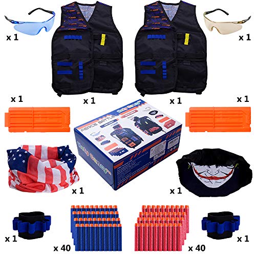 2 Pack Kids Tactical Vest Kit for Toy Guns War: 'Patriot VS Avenger', 2 Set Accessories Compatible with Nerf Guns N-Strike Elite Series by Hely Cancy