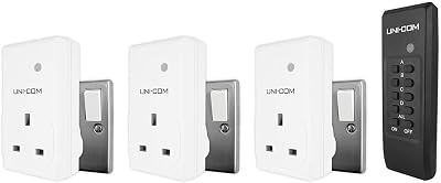 Uni-Com Remote Control Sockets 4-Pack UK Plug Wireless On Off Switch Power