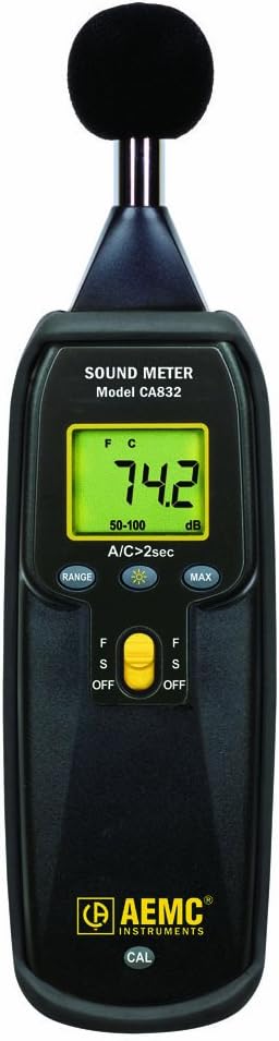 AEMCCA832 Sound Level Meter with Max Function , 3 Measurement Ranges, +/-1.5dB Accuracy
