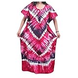 Women's Long Caftan Pink Tie Dye Print Hippie Kimono Kaftan Dress XL …