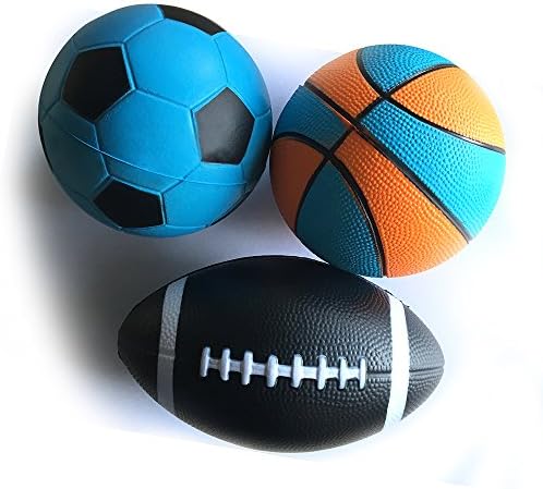 Chastep Mini Sports Toy Ball Set for Toddlers, Soft Foam Playground Balls for Kids Outdoor Indoor Family Games( Includes 4" Basketball, 4" Soccer, 6" Football ) Pack of 3