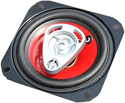 180w 3wayカースピーカー 10cm レッド トレードイン コアキシャル 同軸 カーオーディオ カバー付き