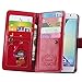 S6 Case, Galaxy S6 Case, Joopapa Samsung Galaxy S6 Wallet Case,Pu Leather Case Magnet Wallet Credit Card Holder Flip Cover Case Built-in 9 Card Slots & Stand Case for Samsung Galaxy S6 (Red)