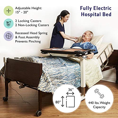 Full Electric Hospital Bed with Full Rails Included for Home Care Use
