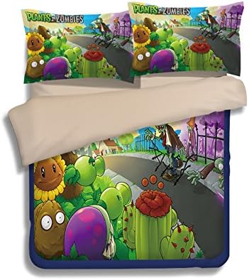 Plants VS. Zombies Bedding Sets - Sport Do Best Gifts for Game Funs 100% Polyester Skinclose Fitted Sheet 3PC Twin