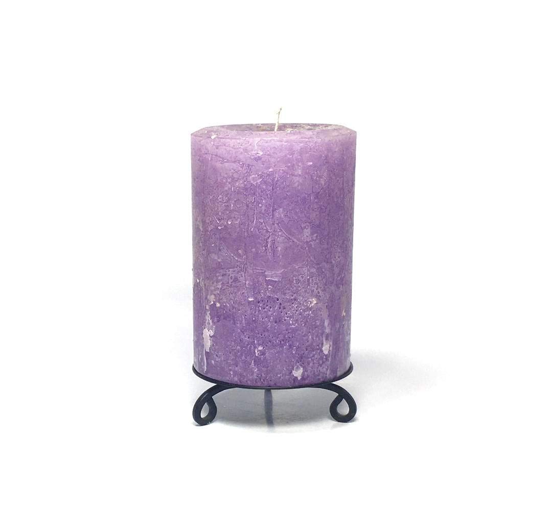 Light Purple Unscented Rustic Textured Pillar Candle