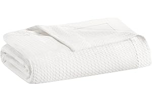Madison Park Soft Certified 100% Egyptian Cotton Breathable Cozy Summer Blanket, Premium Waffle Knit Classic Design, Luxury All Season Lightweight Cover for Bed, Couch and Sofa, White King(108"x90")
