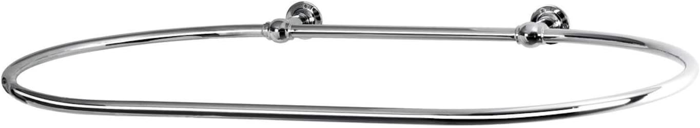 West Radiators Traditional Large Oval 1120mm Chrome Shower Curtain Rail With Side Wall Stays