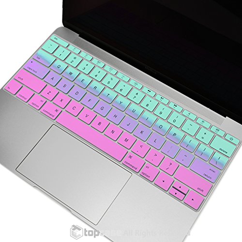 TOP CASE - Faded Ombre Series Keyboard Cover Silicone Skin Compatible with MacBook Pro 13 inch A1708 (No TouchBar) Release 2017 & 2016 / MacBook 12-inch Retina A1534 - Hot Blue/Purple - Thumbnail 3