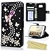 Mavis's Diary S7 Case,Galaxy S7 Case 3D Handmade Wallet Bling Crystal PU Leather with Shiny Diamonds Elegant Butterfly Floral Flip Cover & Card Holders & ID Card Window for Samsung Galaxy S7 - Black