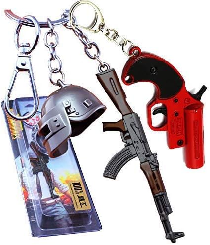 AREA44 Exclusive Pubg Flare Gun Light Weight Metal Latest Metal Keychain (Red and Black) (Special Limited Edition) PUBG Game Battlegrounds Metal Gun Keychain