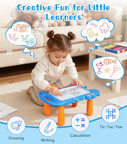 AiTuiTui Magic Slate Dinosaur Removable Feet for Children, Magnetic Board Educational Baby 1 2 3 Years Creative Writing Toy Girls Boys Travel Toy Birthday Christmas Gift Blue
