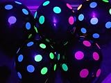 Blacklight Party Balloons - Black with Neon Polka Dots that Glow in the Dark under Blacklight - 25 Pack of 11 inch Latex Balloons