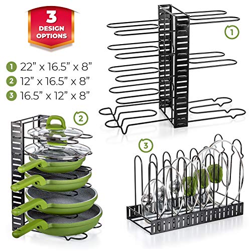 UPGRADED Adjustable Pot Organizer Frying Pan Organizer Pot Rack