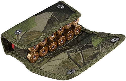 BronzeDog Shooter's Pouch Nylon Ammo Cartridge Belt Holder Shotgun 12 16 Gauge Camo Shotshell Carrier Hunting Accessories (Green Oak Camo)