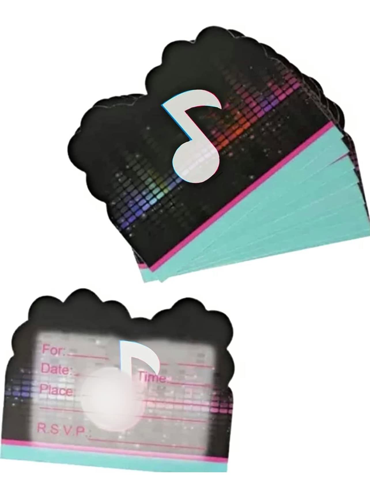 Birthday party invites social media x10 (No Envelopes) childrens Music party invitations