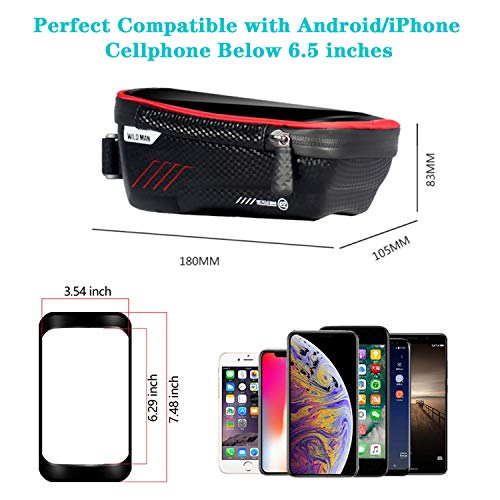 image for KT-GARY Bike Phone Mount Bag, Bicycle Front Frame Bag Waterproof Touch