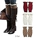 TQS™ Set of 3 Knit Boot Topper Cuff Leg Warmer Bootsock Lace Crochet Detail,Red/Khaki/White,Medium