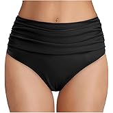 Tempt Me Women's High Waisted Bikini Bottom Tummy Control Ruched Bathing Suit Swim Bottom