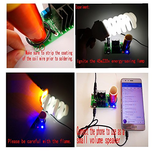 image for DIKAVS DIY Mini Tesla Coil Kit 15W Mini Music Tesla Coil Plasma Speake