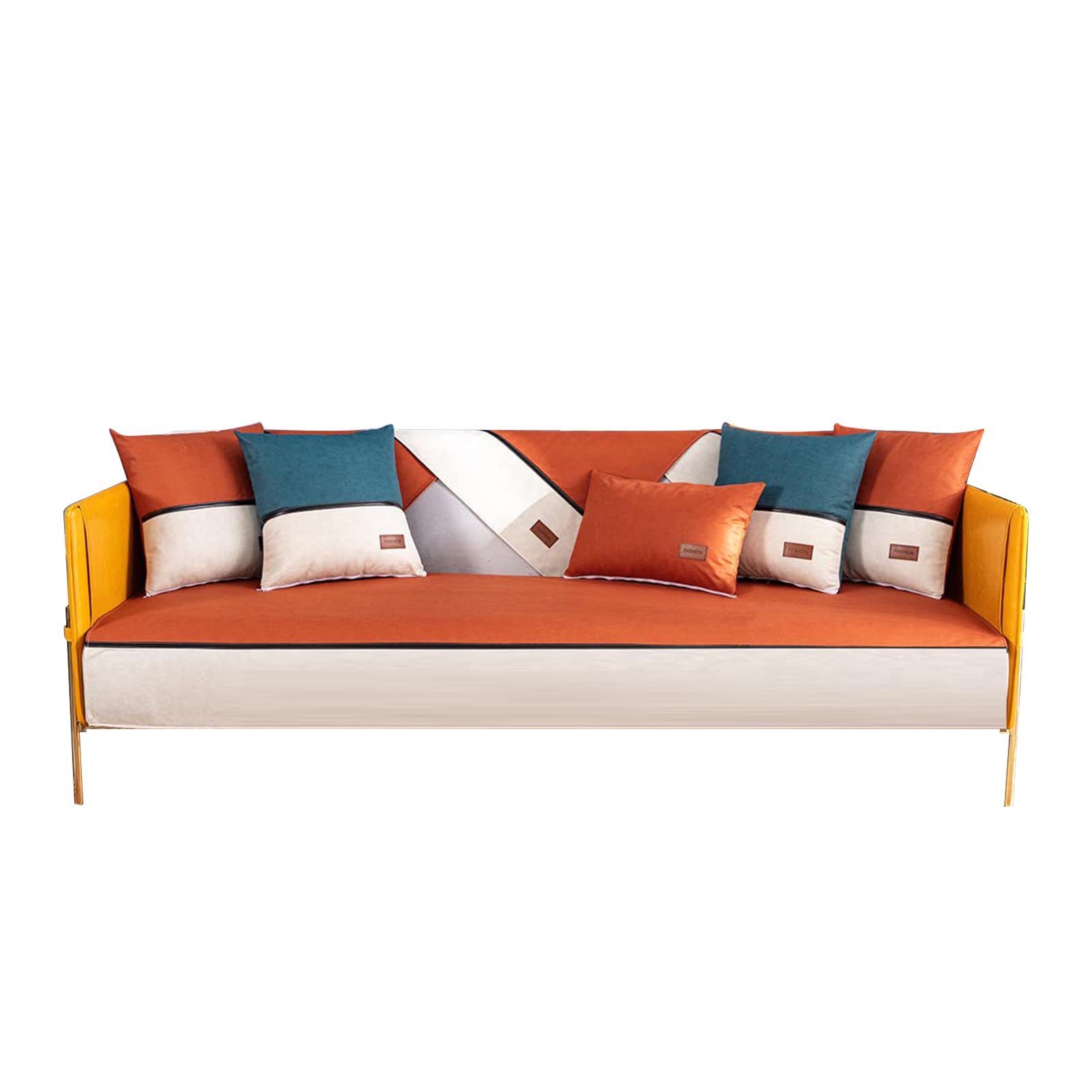 VanderHOME Solid color sofa cover anti-fouling Waterproof Sofa towel Furniture Cover Protector Anti-slip Sofa Slipcover Couch Covers for pet and children 90 * 160cm-Reddish orange-seat cover(1 PC)