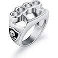 Valily Men's Knuckle Ring Stainless Steel/Gold/Black Fighting Boxing Gloves Sports Jewelry Size 7-13