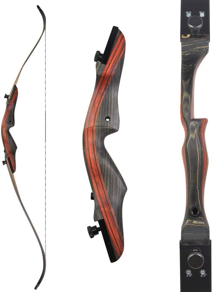 SHARROW 20-50lbs Archery Takedown Recurve Bow and Arrows Set 62" Wooden Bow Riser Limbs Traditional Longbow Adult Hunting Competition Targeting Bow Right Handed