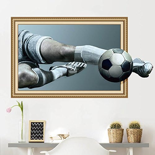 xlpace 3D Playing Football Wall Stickers Removable Home Decor Decals for Kids Children Bedroom
