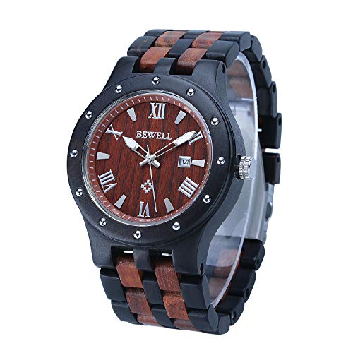 Bewell Men's Business Handcraft Wood Watch Lightweight Comfortable Quartz Wooden Watches Bewell Men's Business Handcraft Wood Watch Lightweight Comfortable Quartz Wooden Watches