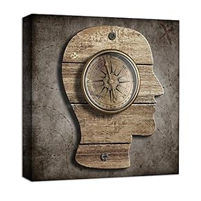 Canvas Wall Art Abstract Gear Brain Painting Artwork for Home Prints Framed - 12x12 inches
