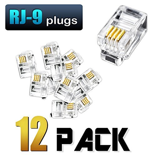 RJ9 4P4C Telephone Handset Cord Plugs (12 Pack)