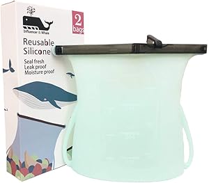 Reusable Premium Silicone Bag, Food Bag, Food Storage, Leak-Proof, foldable, Freezer Airtight Seal (Light Green (2 bags))